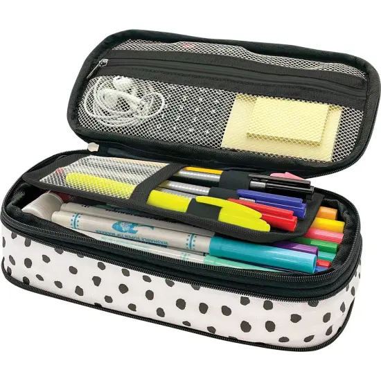 Black Painted Dots on White Pencil Case, Pack of 3 {2}