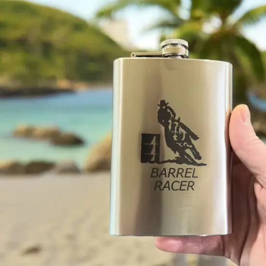 8oz Barrel Racer Stainless Steel Flask {6}
