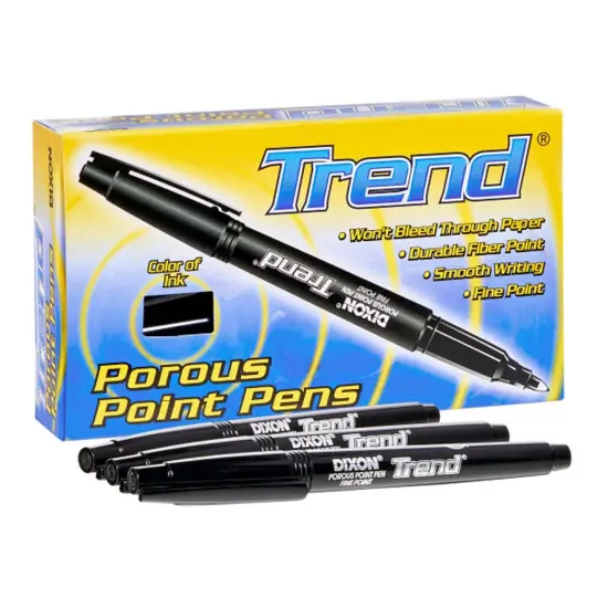 Trend Porous Point Pens, 12 Count, Black {1}