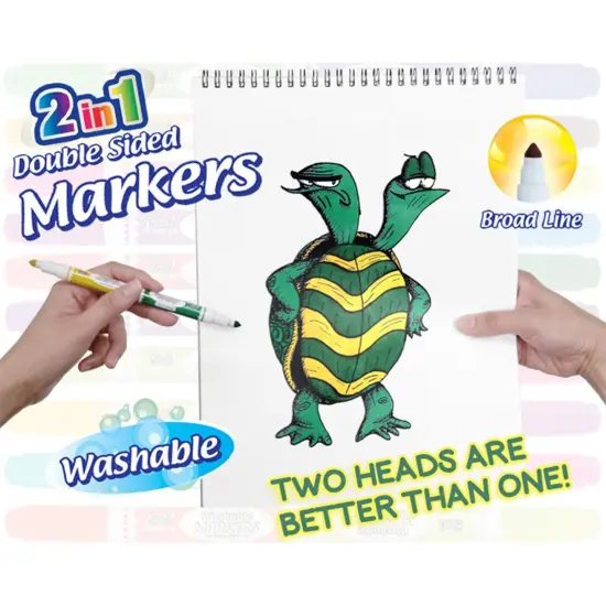 Washable Markers, Double-Tip, 16 Colors, 8 Per Pack, 12 Packs {4}