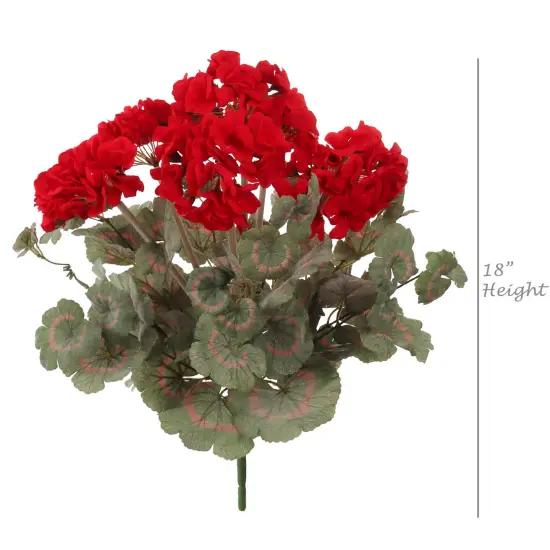 18" Red Geranium Flower Bush - Lifelike Artificial Blooms, Perfect for Home, Garden & Patio D&eacute;cor - Spring & Summer Accent, Floral Home by Artificial Flowers {2}