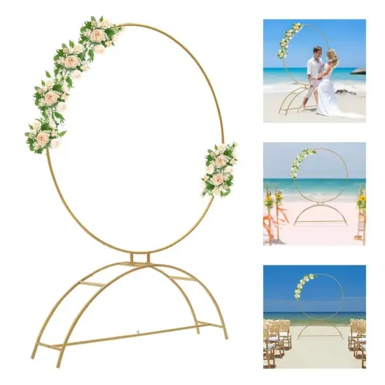 Round Archway Stand Wedding Arch Frame Flower Balloon Backdrop Decor Rack {3}