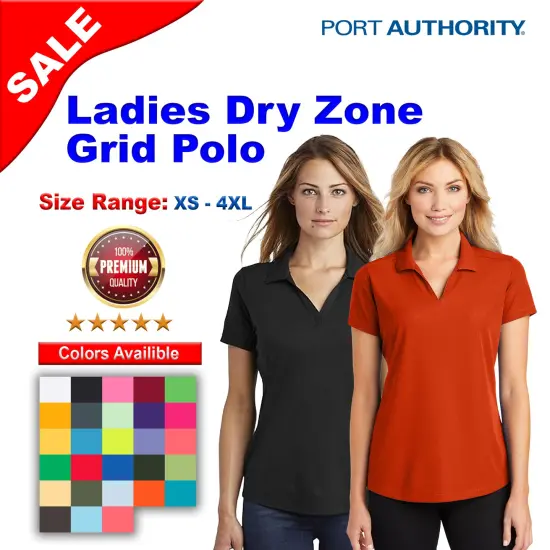 Port Authority&reg; Ladies Dry Zone Collared Short Sleeve Grid Polo Celadon blue {2}