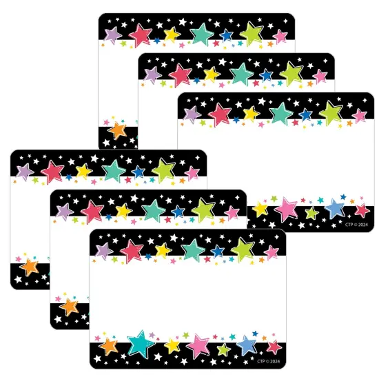 Star Bright Colorful Stars on Black Labels, 36 Per Pack, 6 Packs {1}