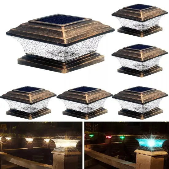 HUYIENO Solar Post Cap Lights Outdoor LED Lighting Deck Fence Two Modes {1}