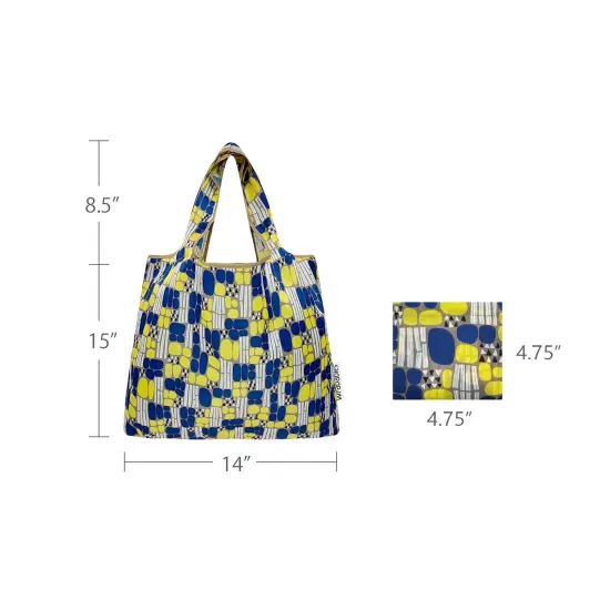 Wrapables Medium Foldable Tote Nylon Reusable Grocery Bag (Set of 2), Yellow Abstract {2}