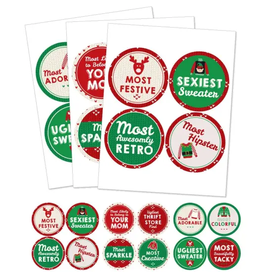 Big Dot of Happiness Ugly Sweater Contest Awards - Holiday and Christmas Party Funny Name Tags - Party Badges Sticker Set of 12 {3}