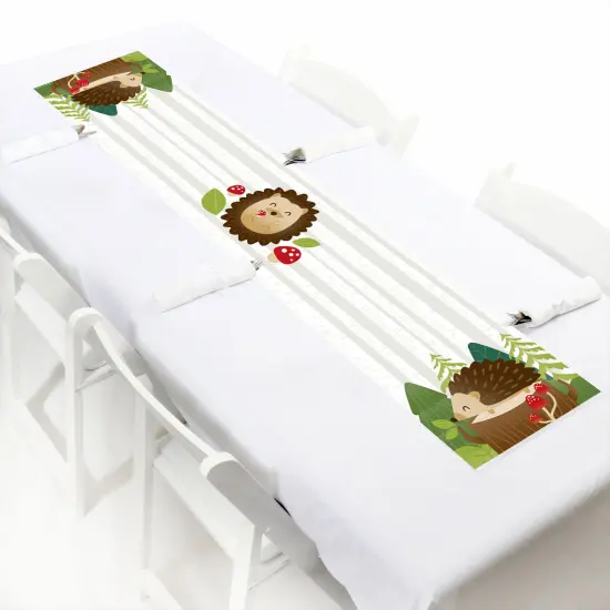 Big Dot of Happiness Forest Hedgehogs - Petite Woodland Birthday Party or Baby Shower Paper Table Runner - 12 x 60 inches {1}