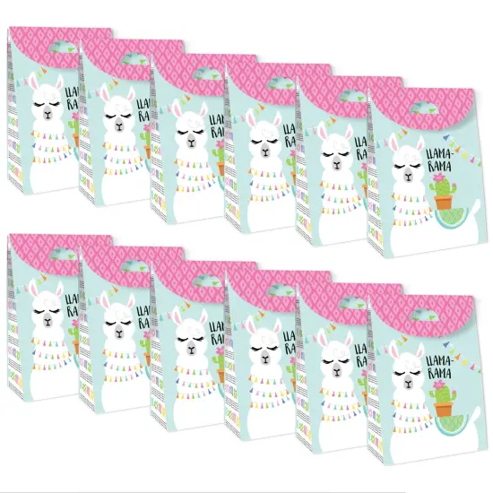 Big Dot of Happiness Whole Llama Fun - Llama Fiesta Baby Shower or Birthday Gift Favor Bags - Party Goodie Boxes - Set of 12 {6}
