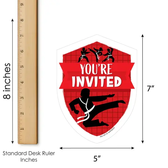 Big Dot of Happiness Karate Master - Shaped Fill-In Invitations - Martial Arts Birthday Party Invitation Cards with Envelopes - Set of 12 {7}