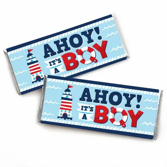 Big Dot of Happiness Ahoy It's a Boy - Candy Bar Wrapper Nautical Baby Shower Favors - Set of 24 {1}