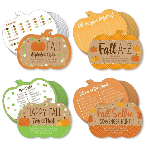 Big Dot of Happiness Pumpkin Patch - 4 Fall, Halloween or Thanksgiving Party Games - 10 Cards Each - Gamerific Bundle {1}