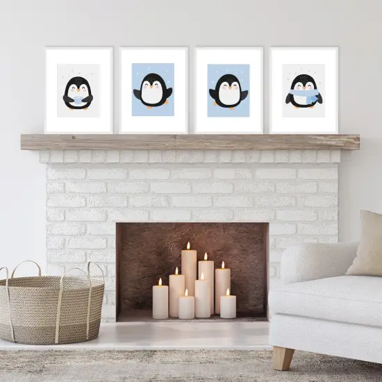 Big Dot of Happiness Winter Penguins - Unframed Holiday and Christmas Linen Paper Wall Art - Set of 4 - Artisms - 8 x 10 inches {3}