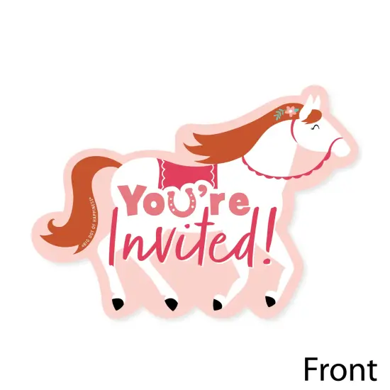 Big Dot of Happiness Run Wild Horses - Shaped Fill-In Invitations - Pony Birthday Party Invitation Cards with Envelopes - Set of 12 {4}