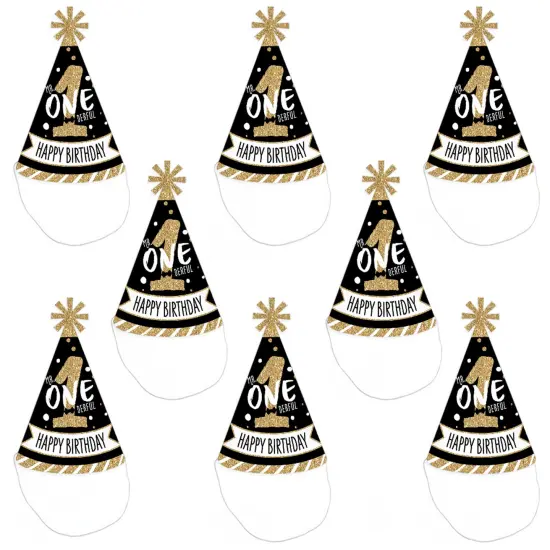 Big Dot of Happiness 1st Birthday Little Mr. Onederful - Cone Happy Birthday Party Hats for Kids and Adults - Set of 8 (Standard Size) {7}