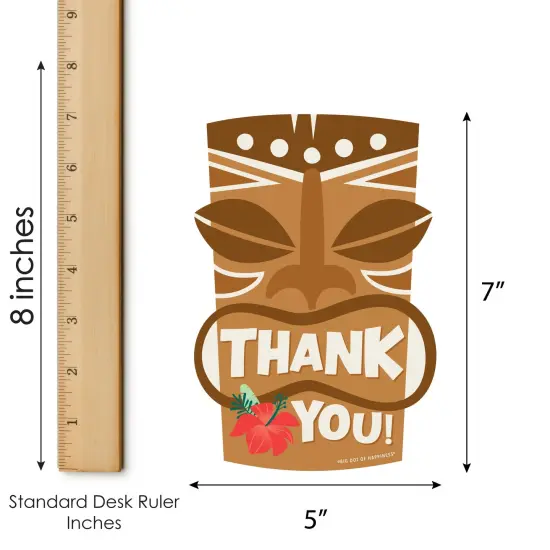 Big Dot of Happiness Tropical Luau - Shaped Thank You Cards - Hawaiian Beach Party Thank You Note Cards with Envelopes - Set of 12 {7}