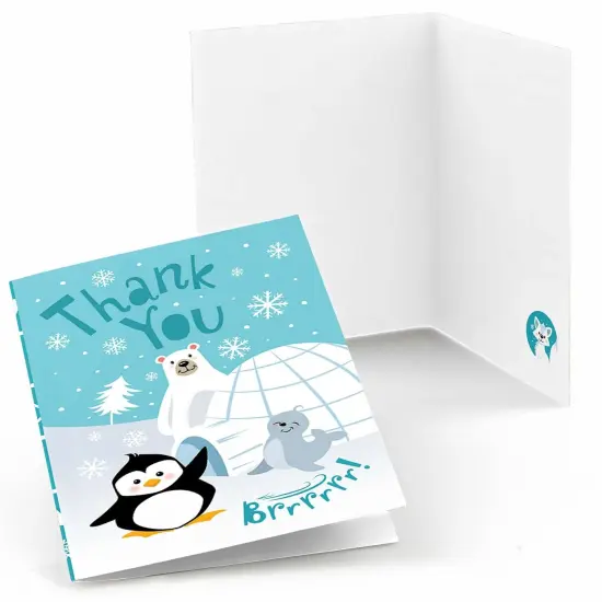 Big Dot of Happiness Arctic Polar Animals - Winter Baby Shower or Birthday Party Thank You Cards (8 Count) {1}