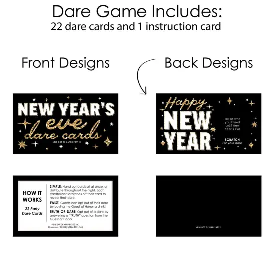 Big Dot of Happiness Hello New Year - NYE Party Game Scratch Off Dare Cards - 22 Count {6}
