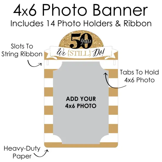 Big Dot of Happiness We Still Do - 50th Wedding Anniversary - DIY Anniversary Party Decor - Picture Display - Photo Banner {7}