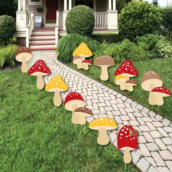 Big Dot of Happiness Wild Mushrooms - Mushroom Lawn Decorations - Outdoor Red Toadstool Decor and Party Yard Decorations - 10 Piece {1}