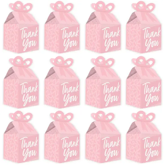 Big Dot of Happiness Pink Elegantly Simple - Square Favor Gift Boxes - Guest Party Favors Bow Boxes - Set of 12 {6}