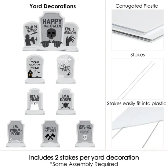 Big Dot of Happiness Graveyard Tombstones - Yard Sign and Outdoor Lawn Decorations - Halloween Party Yard Signs - Set of 8 {6}