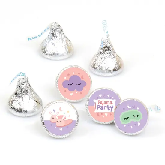 Big Dot of Happiness Pajama Slumber Party - Girls Sleepover Birthday Party Round Candy Sticker Favors - Labels Fits Chocolate Candy (1 sheet of 108) {1}
