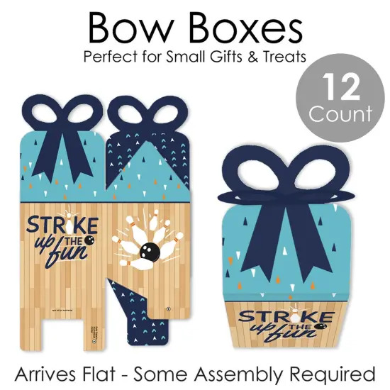Big Dot of Happiness Strike Up the Fun - Bowling - Square Favor Gift Boxes - Birthday Party or Baby Shower Bow Boxes - Set of 12 {7}