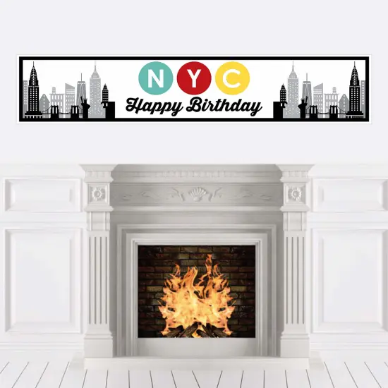 Big Dot of Happiness NYC Cityscape - New York City Happy Birthday Decorations Party Banner {1}