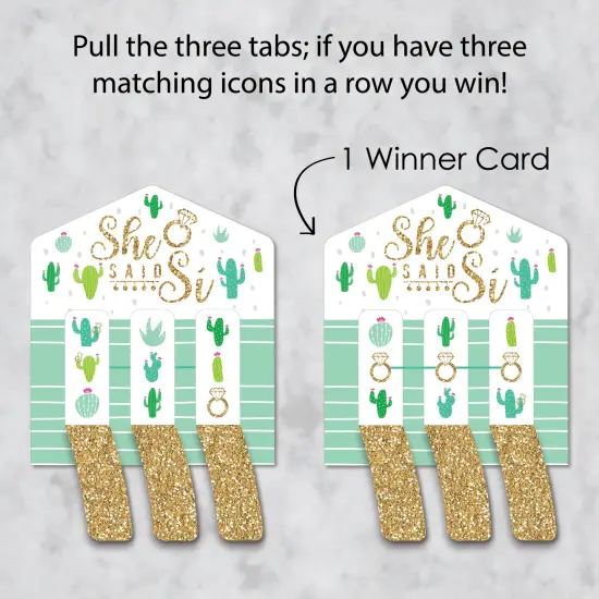 Big Dot of Happiness Final Fiesta - Last Fiesta Bachelorette Party Game Pickle Cards - Pull Tabs 3-in-a-Row - Set of 12 {4}