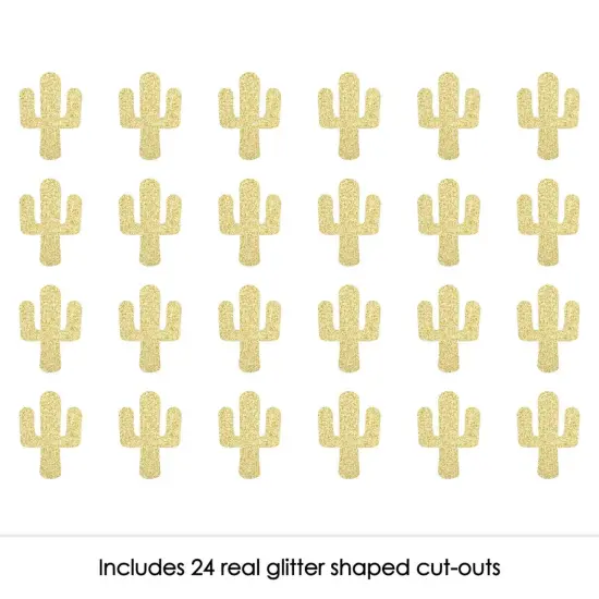 Big Dot of Happiness Gold Glitter Cactus - No-Mess Real Gold Glitter Cut-Outs - Christmas Cactus Party Confetti - Set of 24 {3}