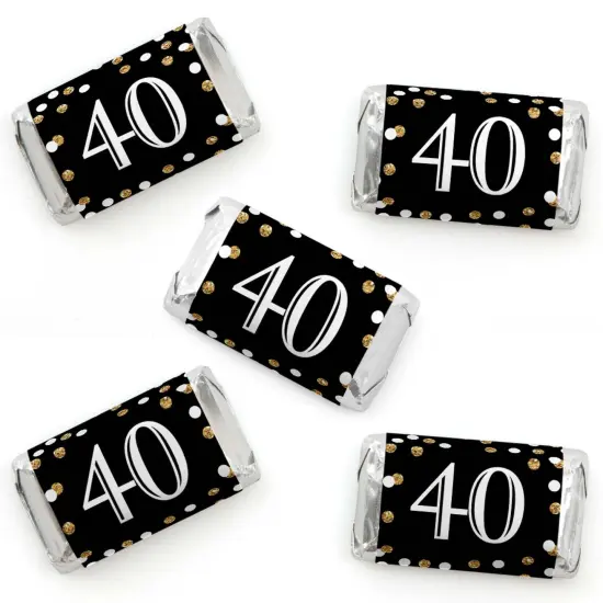 Big Dot of Happiness Adult 40th Birthday - Gold - Mini Candy Bar Wrapper Stickers - Birthday Party Small Favors - 40 Count {1}