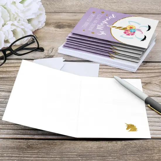 Big Dot of Happiness Rainbow Unicorn - Magical Unicorn Baby Shower or Birthday Party Thank You Cards (8 count) {6}