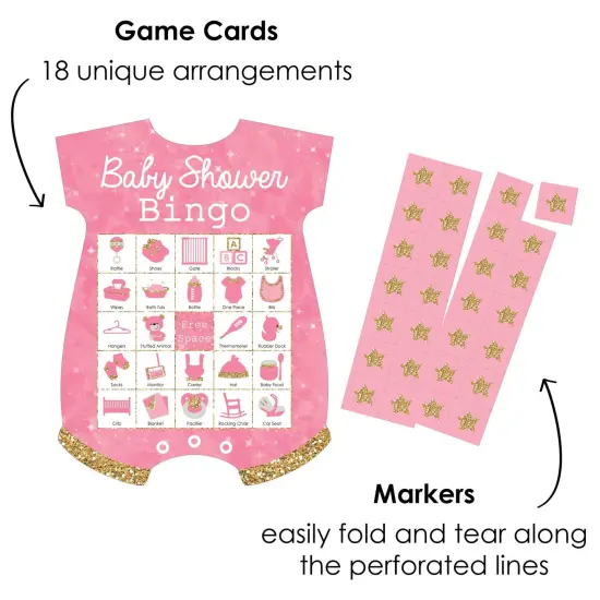 Big Dot of Happiness Pink Twinkle Twinkle Little Star - Picture Bingo Cards and Markers - Baby Shower Shaped Bingo Game - Set of 18 {3}