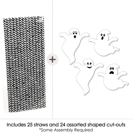 Big Dot of Happiness Spooky Ghost - Paper Straw Decor - Halloween Party Striped Decorative Straws - Set of 24 {4}