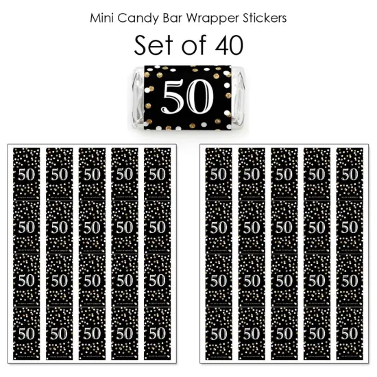 Big Dot of Happiness Adult 50th Birthday - Gold - Mini Candy Bar Wrapper Stickers - Birthday Party Small Favors - 40 Count {4}