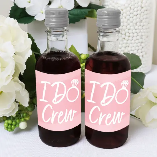 Big Dot of Happiness Pink Elegantly Simple - Mini Wine and Champagne Bottle Label Stickers - Wedding or Bridal Shower Guest Party Favor Gift 16 Ct {6}