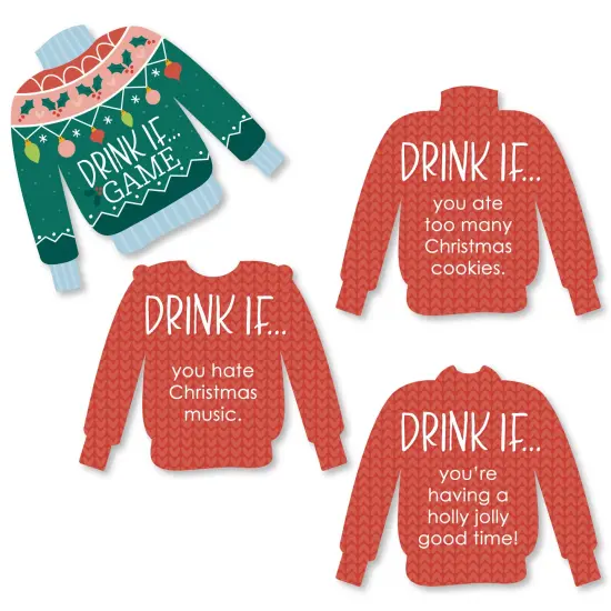Big Dot of Happiness Drink If Game - Colorful Christmas Sweaters - Ugly Sweater Holiday Party Game - 24 Count {1}