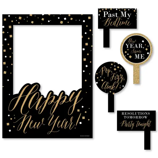 Big Dot of Happiness New Year's Eve - Gold - New Years Eve Party Selfie Photo Booth Picture Frame & Props - Printed on Sturdy Material {7}