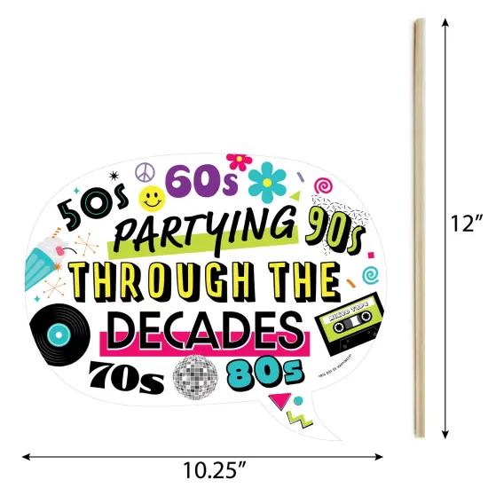 Big Dot of Happiness Funny Through the Decades - 50s, 60s, 70s, 80s, and 90s Party Photo Booth Props Kit - 10 Piece {6}