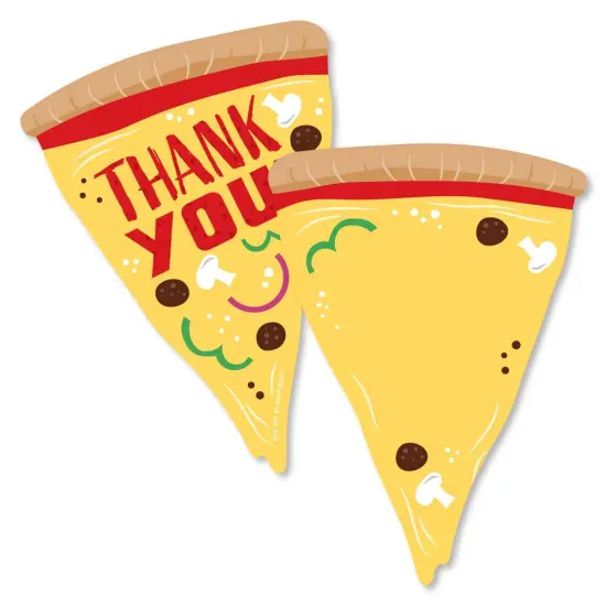Big Dot of Happiness Pizza Party Time - Shaped Thank You Cards - Baby Shower or Birthday Party Thank You Note Cards with Envelopes - Set of 12 {1}