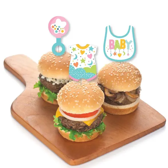 Big Dot of Happiness Colorful Baby Shower - Dessert Cupcake Toppers - Gender Neutral Party Clear Treat Picks - Set of 24 {4}