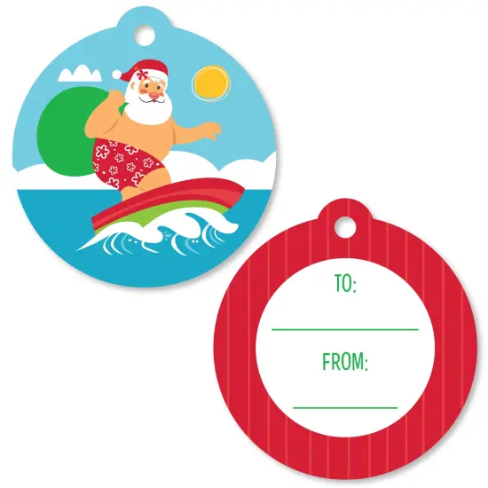 Big Dot of Happiness Tropical Christmas - Beach Santa Holiday Party To and From Favor Gift Tags (Set of 20) {1}