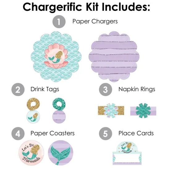 Big Dot of Happiness Let&rsquo;s Be Mermaids - Baby Shower or Birthday Party Paper Charger and Table Decorations - Chargerific Kit - Place Setting for 8 {4}