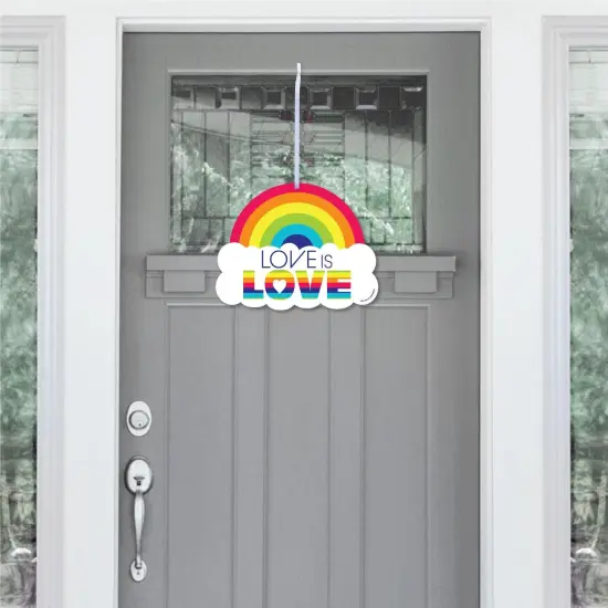 Big Dot of Happiness Love is Love - Pride - Hanging Porch Rainbow Party Outdoor Decorations - Front Door Decor - 1 Piece Sign {3}