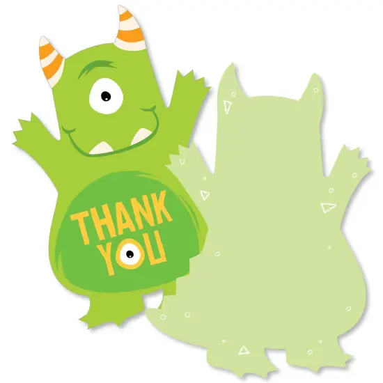 Big Dot of Happiness Monster Bash - Shaped Thank You Cards - Little Monster Birthday Party or Baby Shower Thank You Cards with Envelopes - Set of 12 {1}