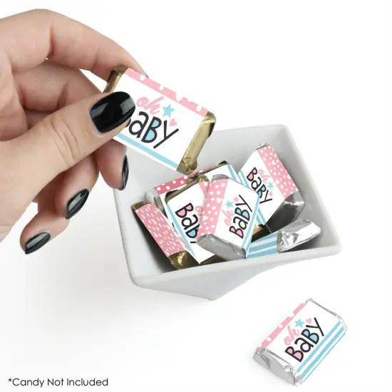 Big Dot of Happiness Baby Gender Reveal - Mini Candy Bar Wrapper Stickers - Team Boy or Girl Party Small Favors - 40 Count {3}