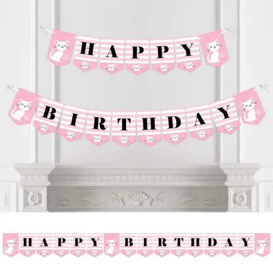 Big Dot of Happiness Purr-fect Kitty Cat - Kitten Meow Birthday Party Bunting Banner - Birthday Party Decorations - Happy Birthday {1}