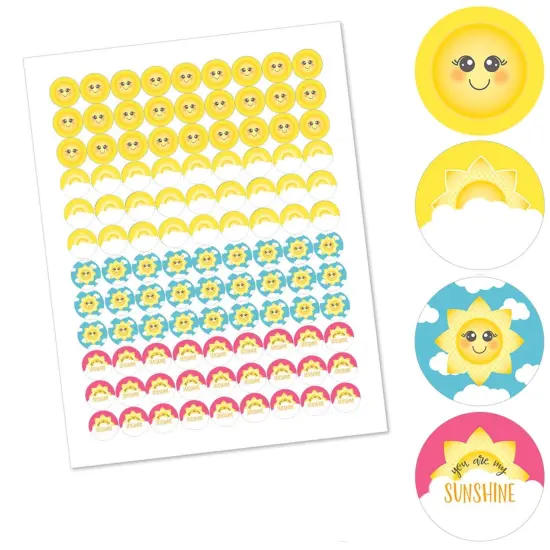 Big Dot of Happiness You Are My Sunshine - Baby Shower or Birthday Party Round Candy Sticker Favors - Labels Fits Chocolate Candy (1 sheet of 108) {3}