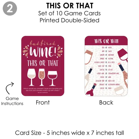 Big Dot of Happiness But First, Wine - 4 Wine Tasting Party Games - 10 Cards Each - Gamerific Bundle {7}